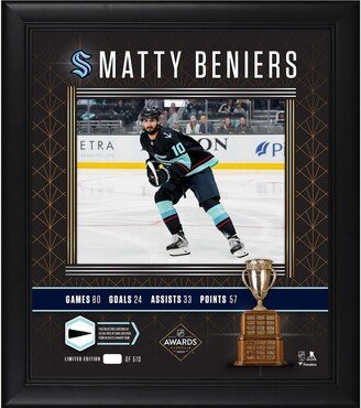 Fanatics Authentic Matty Beniers Seattle Kraken 2023 Calder Trophy Winner Framed 15 x 17 Photograph with Piece of Game-Used Puck - Limited Edition of 510