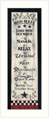 Bath Rules By Linda Spivey, Printed Wall Art, Ready to hang, White Frame, 10 x 26