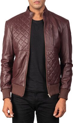 Moda Maroon Leather Bomber Jacket