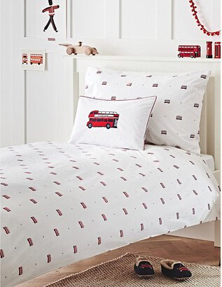 The Little White Company Multi London Bus Cotton cot bed Linen set