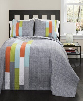 Shelly Stripe 3-Pc Set Full/Queen Quilt Set