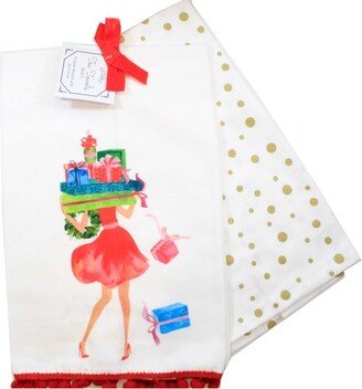 GANZ Decorative Towel Gifts For Everyone Glam Girl - Two 100% Cotton Towels 28.00 Inches - Diva Kitchen 100% Cotton - Mx185352g - Cotton - White