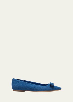 Anz Denim Bow Ballerina Flats