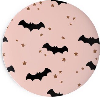 Salad Plates: Twinkle Bats - Black On Pink Salad Plate, Pink