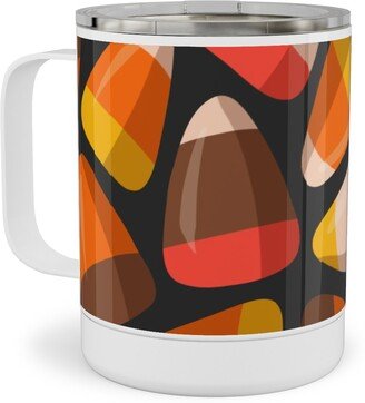 Travel Mugs: Candy Corn - Midnight Stainless Steel Mug, 10Oz, Orange