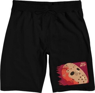 Friday The 13th Hockey Mask Men's Black Sleep Pajama Shorts-Medium