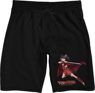 Yashahime: Princess Half-Demon Yashahime Moroha with a Katana Men's Black Sleep Pajama Shorts-XL