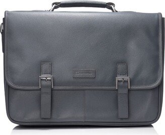 Alpine Swiss Alpine Swi Genuine Leather 15.6” Laptop Briefcae Flap Over Meenger Bag GRY