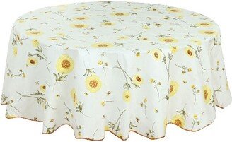 70 Dia Round Vinyl Water Oil Resistant Printed Tablecloths Yellow Sunflower - PiccoCasa