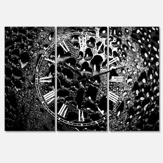 Designart Abstract Droplets 15 Oversized Modern 3 Panels Wall Clock - 38 x 38 x 1