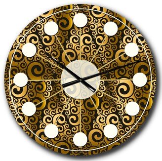 Designart 'Gold and Black Swirl I' Mid-Century wall clock