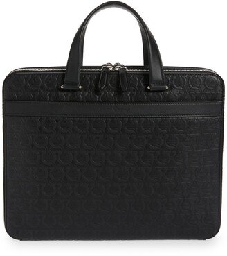 Gancini Embossed Leather Briefcase