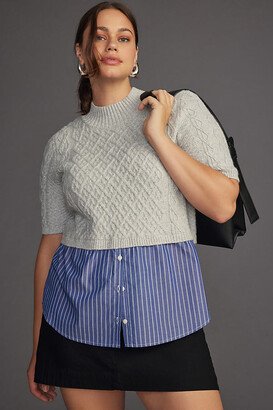 Melinda Cable Short-Sleeve Twofer Sweater