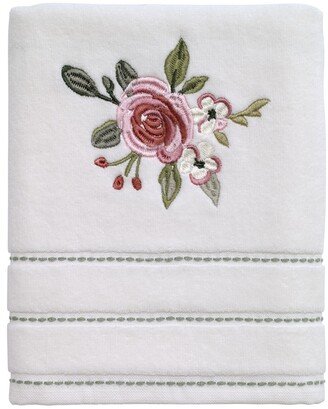 Spring Garden Peony Embroidered Cotton Hand Towel, 16 x 28