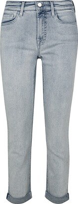 Mid-Rise Stretch Cropped Slim Boyfriend Jeans