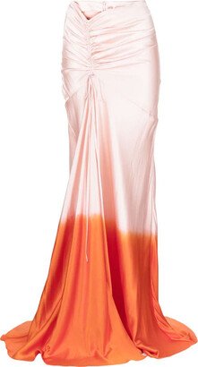 Ruched Silk Maxi Skirt-AA