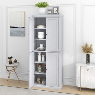 Goohome 72.4 Freestanding Pantry Storage Cabinet Organizer with 4 Doors and Adjustable Shelves-AA