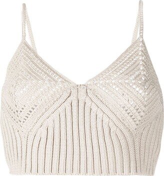 Simkhai Crochet-Knit Crop Top