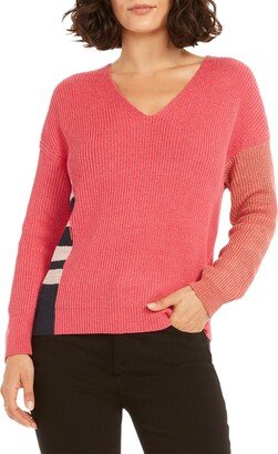 Colorblock V-Neck Rib Sweater