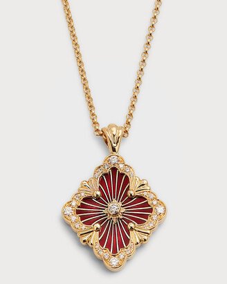 Opera Tulle Pendant Necklace with Big Motif Red and Diamonds in 18K Yellow Gold