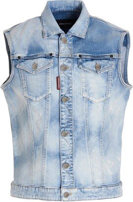 Sleeveless Buttoned Denim Vest