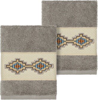 Gianna Embellished Washcloth - Set of 2 - Dark Grey