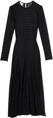 Checked Semi-Sheer Midi Dress