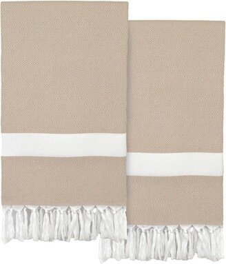 Set Of 2 Diamond Turkish Cotton Pestemal Beach Towels-AC