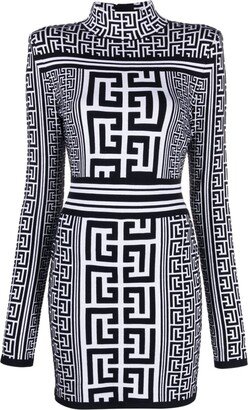 Monogram-Print Long-Sleeve Minidress