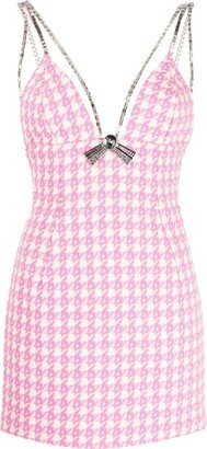 Deco Bow houndstooth minidress