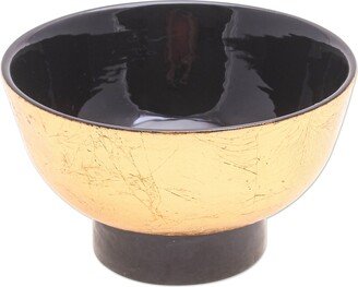 Handmade Golden Night Decorative Lacquered Wood Bowl