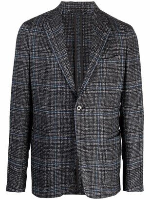 Check-Pattern Single-Breasted Blazer-AD