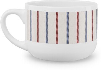 Mugs: Baseball Ball Stitch Ticking Stripe On Soft Gray Latte Mug, White, 25Oz, Beige