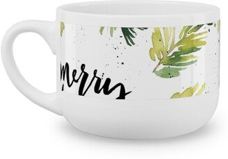 Mugs: Merry Christmas Red Berry Holly Latte Mug, White, 25Oz, White