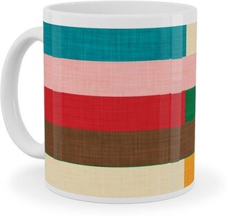 Mugs: Kilim - Stripe - Multi Ceramic Mug, White, 11Oz, Multicolor