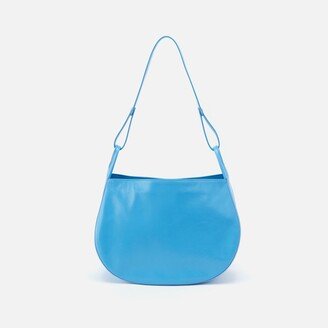 Arla Shoulder Bag in Polished Leather - Tranquil Blue