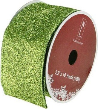 Northlight Shimmering Lime Green Solid Wired Christmas Craft Ribbon - 2.5