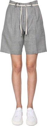 Tie-Waist Flannel Bermuda Shorts