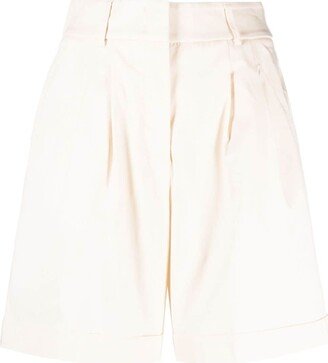 Pleated Tailored Cotton Shorts