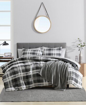 Cross View Plaid Brushed Micro Suede 3 Piece Comforter Set, Full/Queen