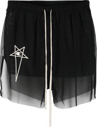 Logo-Embroidered Semi-Sheer Shorts