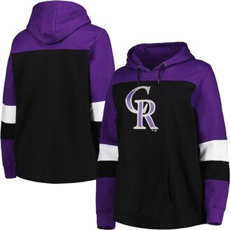 Women's Black Colorado Rockies Plus Size Colorblock Pullover Hoodie