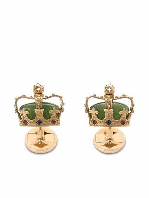 Diamante-Detail Crown Cufflinks