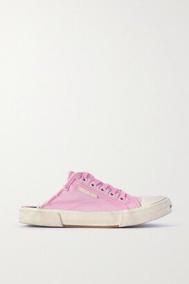 Paris High Distressed Rubber And Cotton-canvas Slip-on Sneakers - Pink