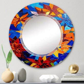 Designart 'Bright Blossoming Minimal Wildflowers I' Printed Floral Bouquet Wall Mirror
