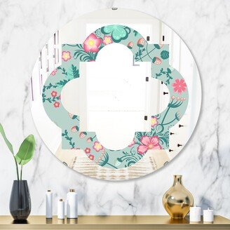 Designart 'Spring floral pattern in soft pastel colors' Printed Modern Round or Oval Wall Mirror - Quatrefoil