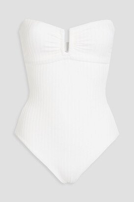 Pauline cutout ribbed terry bandeau swimsuit