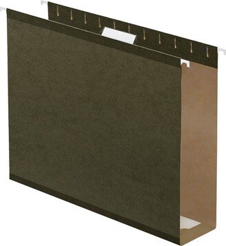 Extra Capacity Reinforced Hanging File Folder, 1/5 Cut Tabs, Letter Size, 3 Inch Expansion, Green, Pack of 25