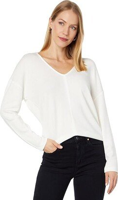 Long Sleeve V-Neck Pullover (Off-White) Women's Clothing