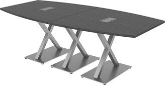 Skutchi Designs, Inc. 8 Person Boat Shaped Conference Table with X Bases And Power Units